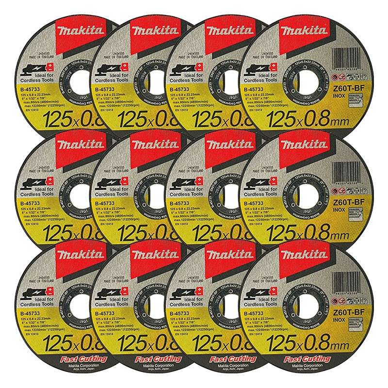 12 Disques à tronçonner métal et inox MAKITA B-45733-12 pour Meuleuse