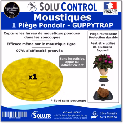 1 Guppy Trap, Piège Pondoir à Moustiques, sans produit, sans Adhésif, Médaille d&rsquo;argent Concours Lépine 2023, Livré sans coupelle