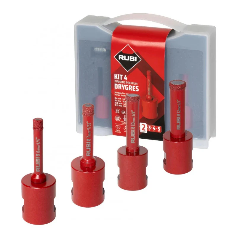 Kit de 4 trépans diamantés mini drygres premium – RUBI – 51939