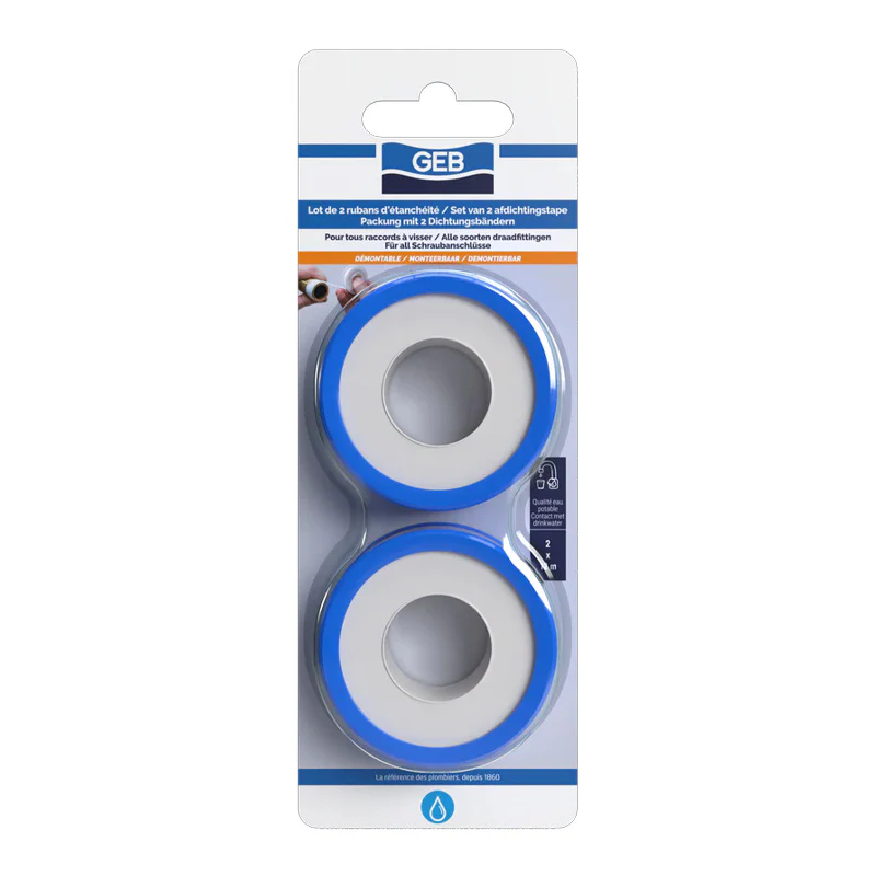 Lot de 2 rubans d'étanchéité en PTFE GEB 12m x 12mm pour l'étanchéité