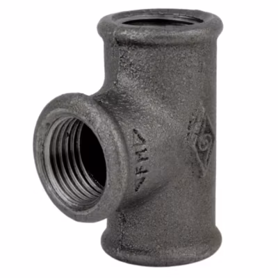 Té – T égal femelle fonte noire  – 26x34mm (1 »)