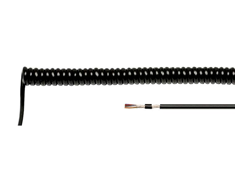 HELU 86045 Câble spiralé LiF12YD11Y 300 mm / 1200 mm 8 x 0.25 mm² noir 1 pc(s)