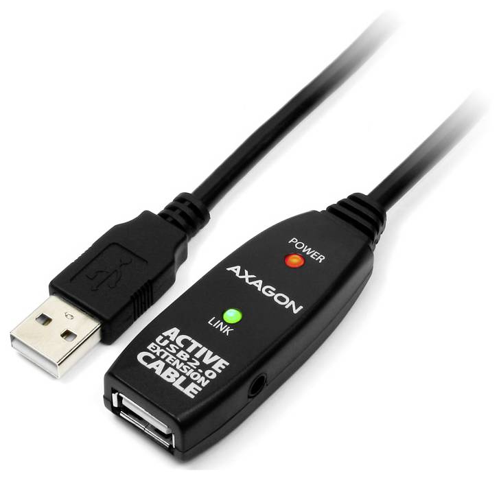 AXAGON Câble USB-C USB 2.0 USB-A femelle, USB-A mâle 10 m noir actif avec amplification du signal ADR-210