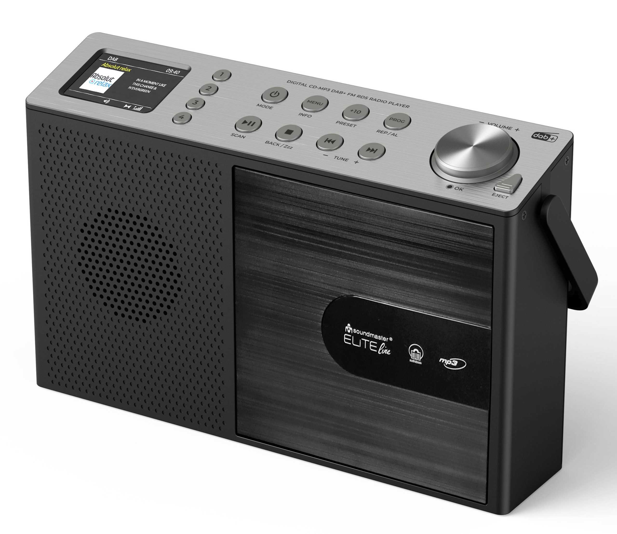 soundmaster EliteLine Radio de table DAB+, FM Bluetooth, DAB+, AUX, FM, CD fonction réveil noir