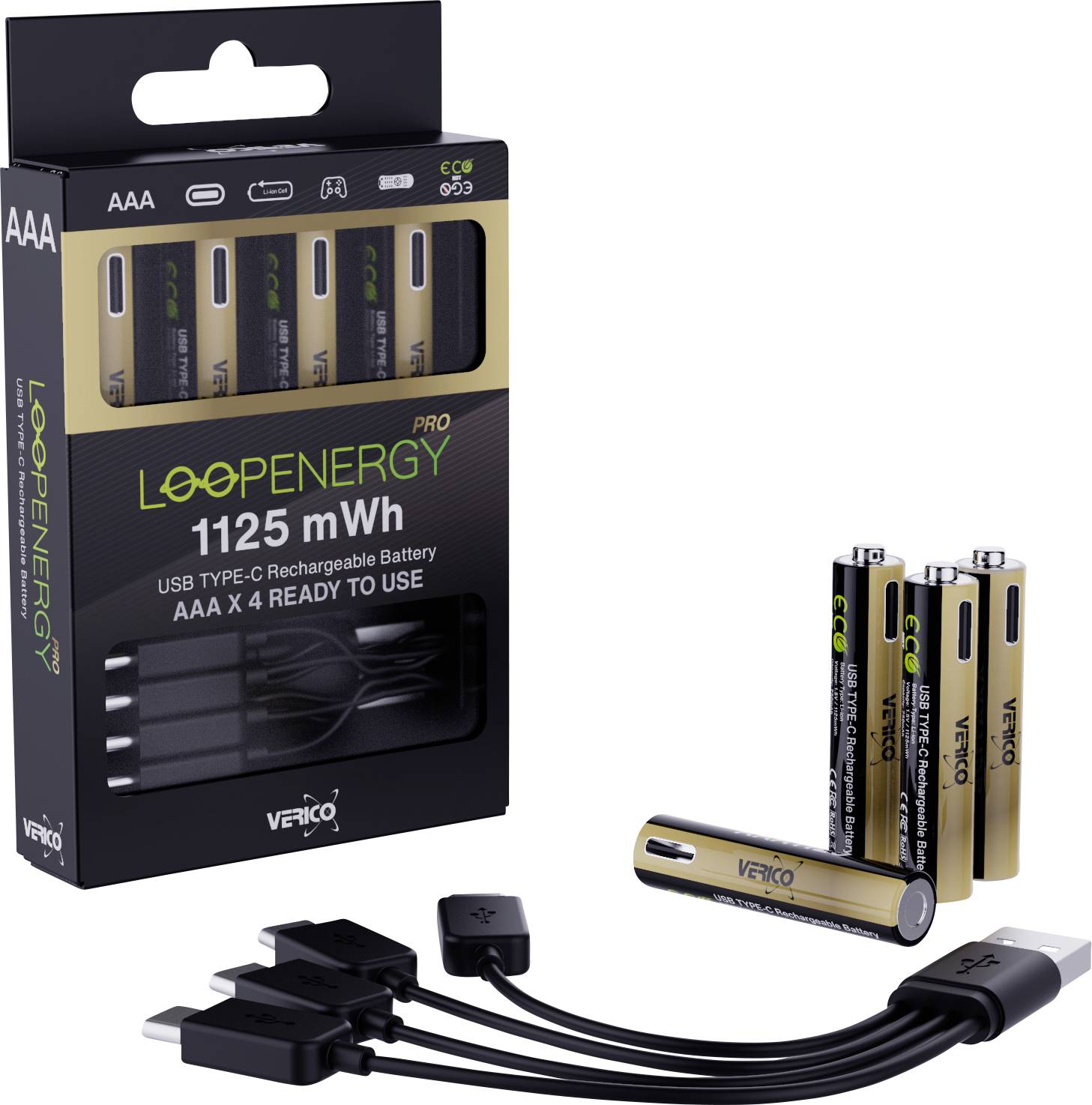Verico LoopEnergy Pro AAA1125 Batterie USB-C® Li-Ion 750 mAh 1.5 V 4 pc(s)