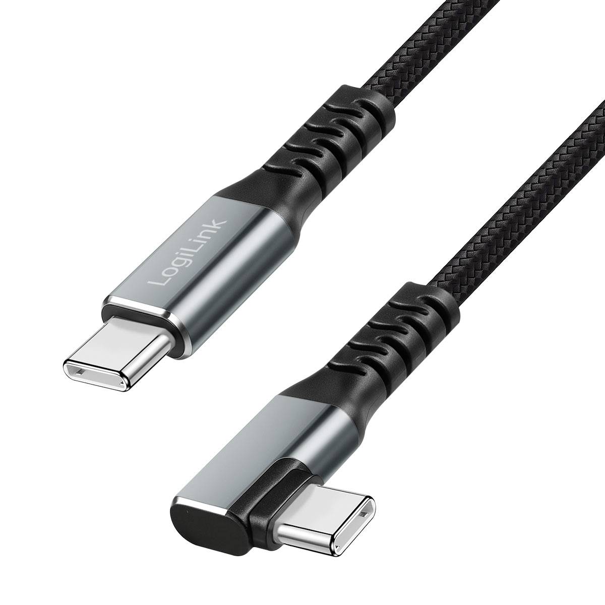 LogiLink Câble USB-C USB 3.2 Gen2 USB-C® mâle 0.5 m noir coudé à 90° vers la droite CU0270