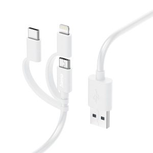 Hama Câble USB USB 2.0 USB-A mâle, USB-C® mâle, Connecteur Lightning , USB Micro-A mâle 1 m blanc 00201535 Hama Câble USB USB 2.0 USB-A mâle, USB-C® mâle, Connecteur Lightning , USB Micro-A mâle 1 m blanc 00201535