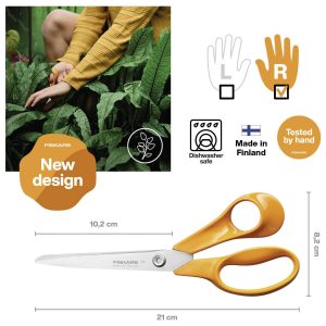 Fiskars 1075033 Ciseaux universels droitiers 210 mm orange