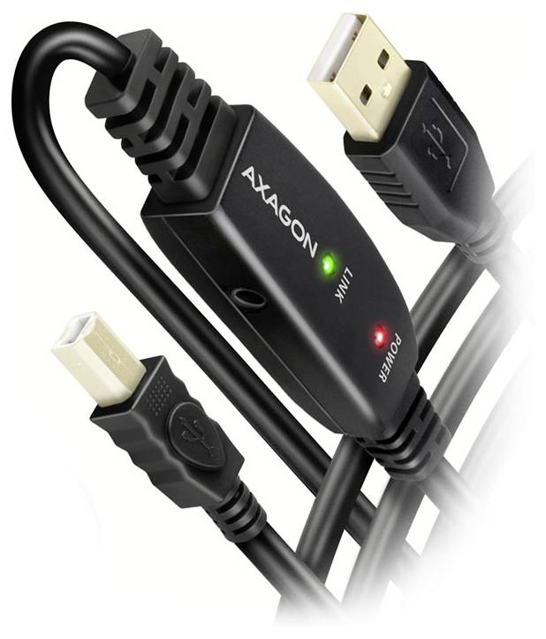 AXAGON Câble USB USB 2.0 10 m noir actif avec amplification du signal ADR-220B
