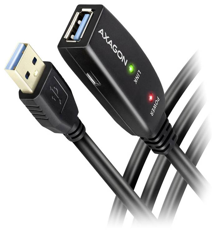 AXAGON Câble USB USB 3.2 Gen1 USB-A femelle, USB-A mâle 10 m actif avec amplification du signal ADR-310