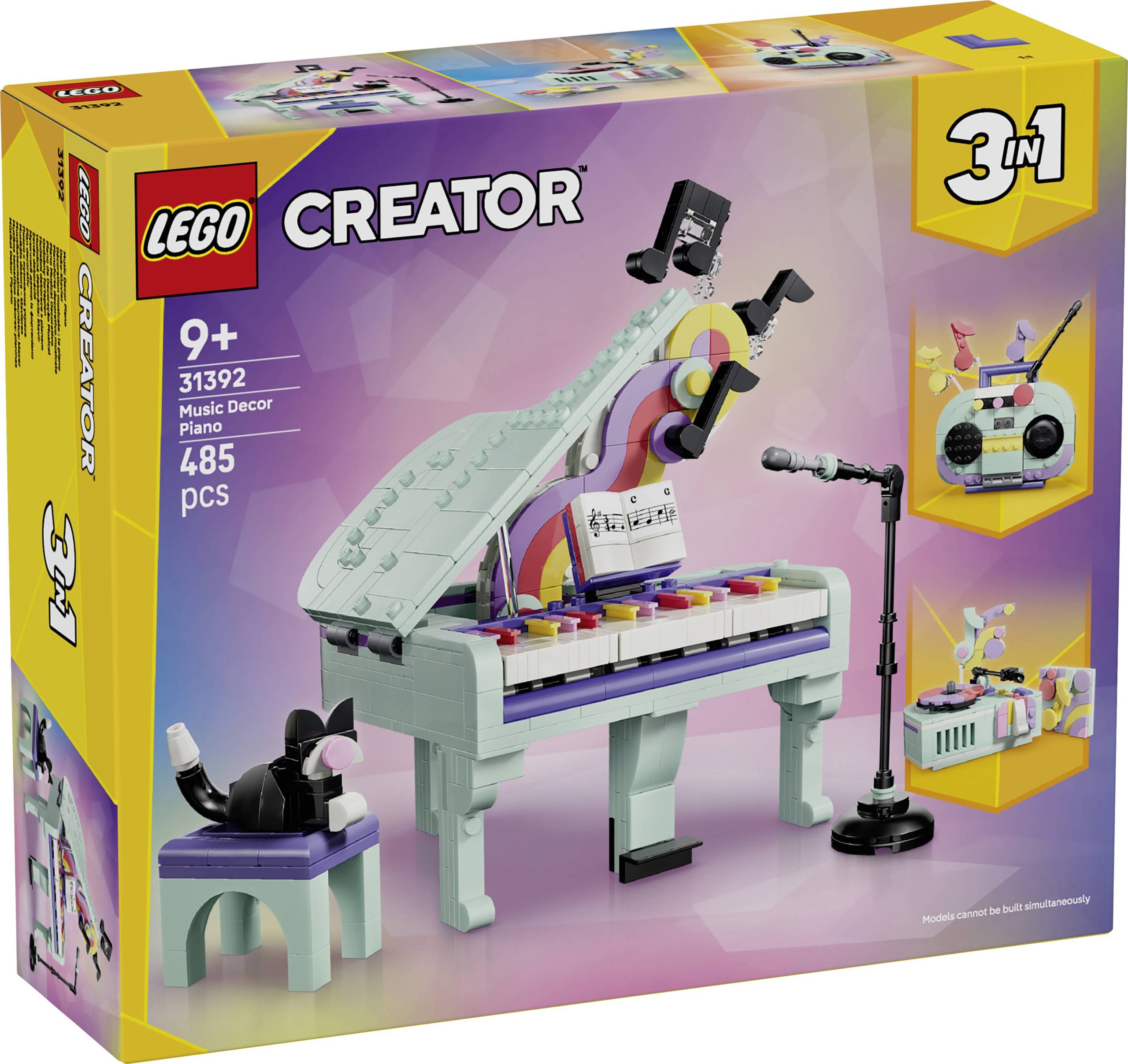 31392 LEGO® CREATOR Piano déco avec chat; 3 options de construction: Piano, radio ou platine