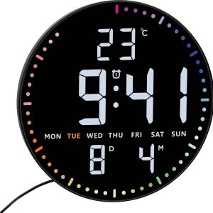Horloge murale TFA Dostmann 60.4002.01 à quartz 32 mm x 255 mm noir grand écran