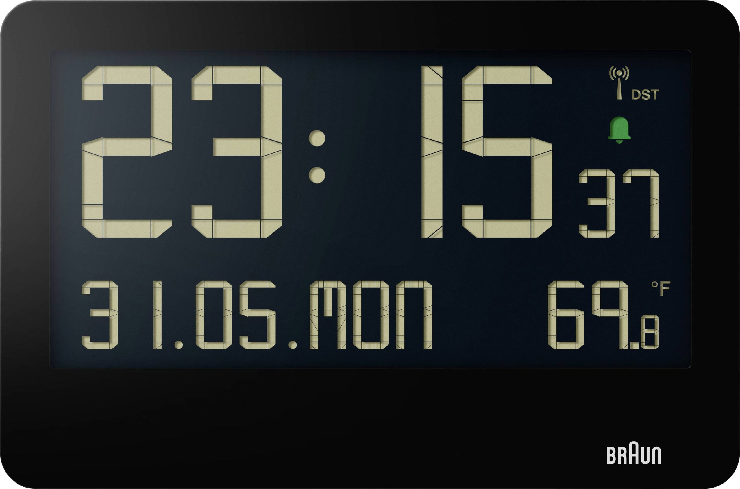 Horloge murale Braun BC14B-DCF radiopiloté(e) 261 mm x 173 mm noir