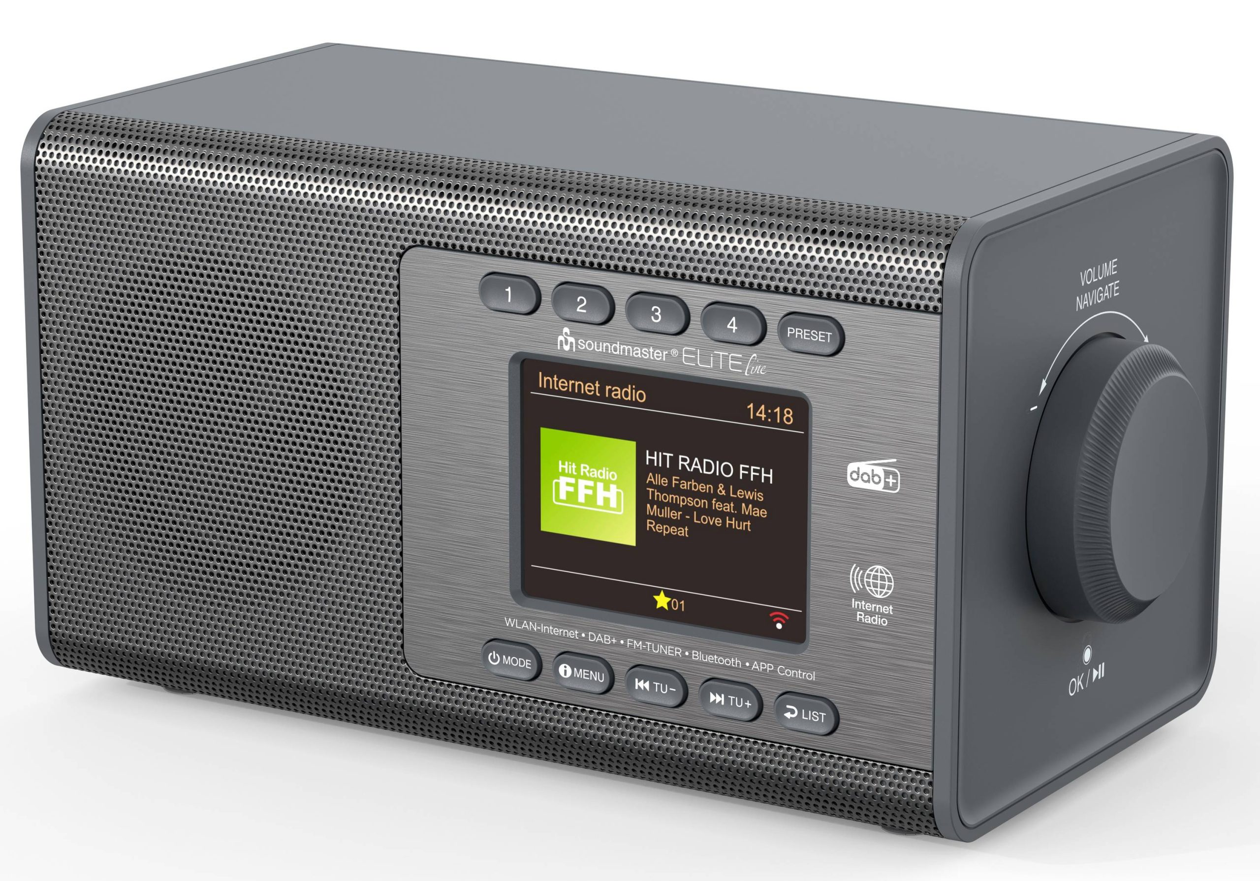 soundmaster EliteLine Radio de table Internet Internet, DAB+, FM Bluetooth, radio internet, WiFi fonction réveil gris