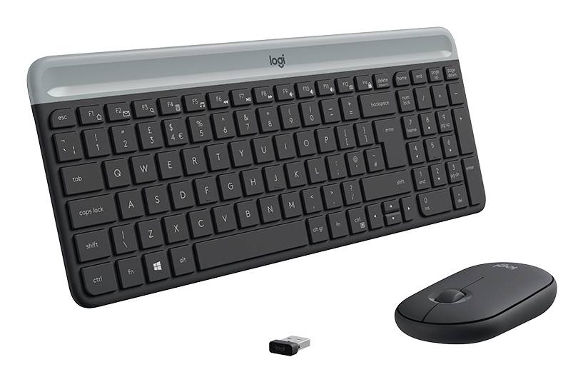 Logitech Slim Combo M sans fil Kit souris + clavier Touches à frappe silencieuse anglais US, QWERTY graphite