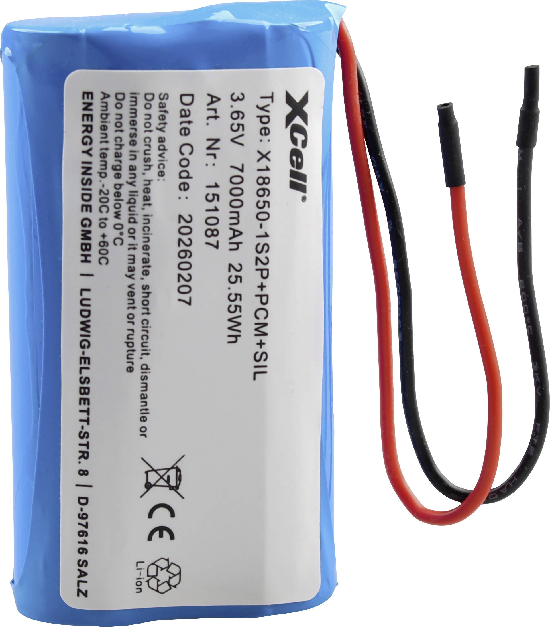 XCell Pile rechargeable spéciale 2x 18650 Li-Ion 3.7 V 7000