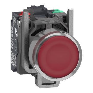 Schneider Electric XB4BW34B55 Bouton-poussoir lumineux, Harmony XB4, métal, 22 mm, rouge, Sans inscription, LED, calotte Schneider Electric XB4BW34B55 Bouton-poussoir lumineux, Harmony XB4, métal, 22 mm, rouge, Sans inscription, LED, calotte
