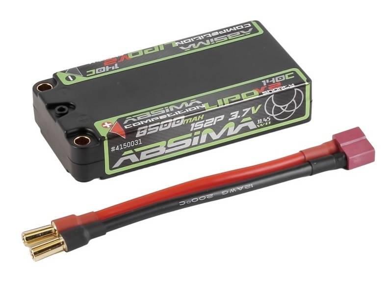 Absima Pack de batterie (HV LiPo) 3.7 V 8500 mAh Étui robuste shorty 5 mm femelle, 5 mm doré