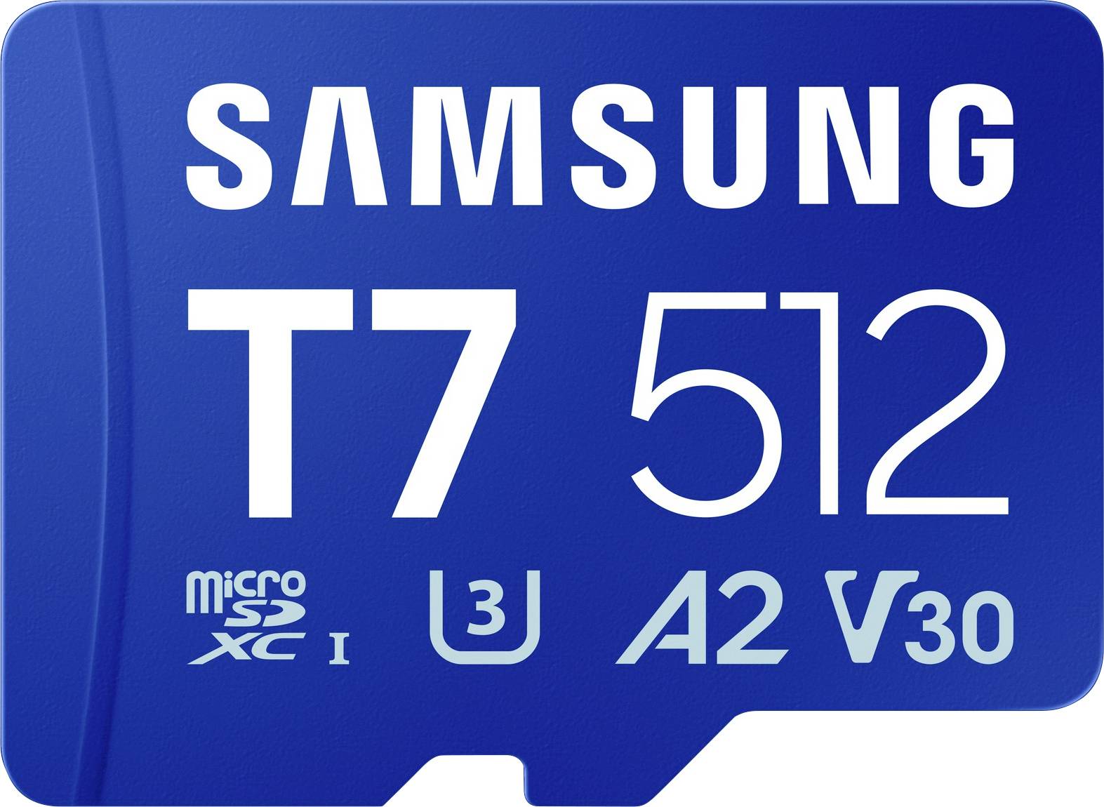 Samsung T7 Carte microSDXC au détail 512 GB UHS-I U3, A2 Application Performance Class, Class 10, v30 Video Speed Class