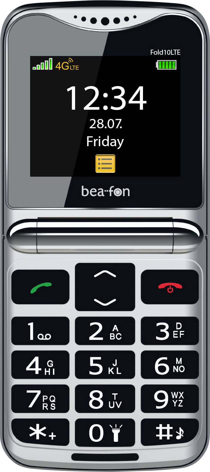 beafon Fold 10 Téléphone portable pour séniors noir, argent