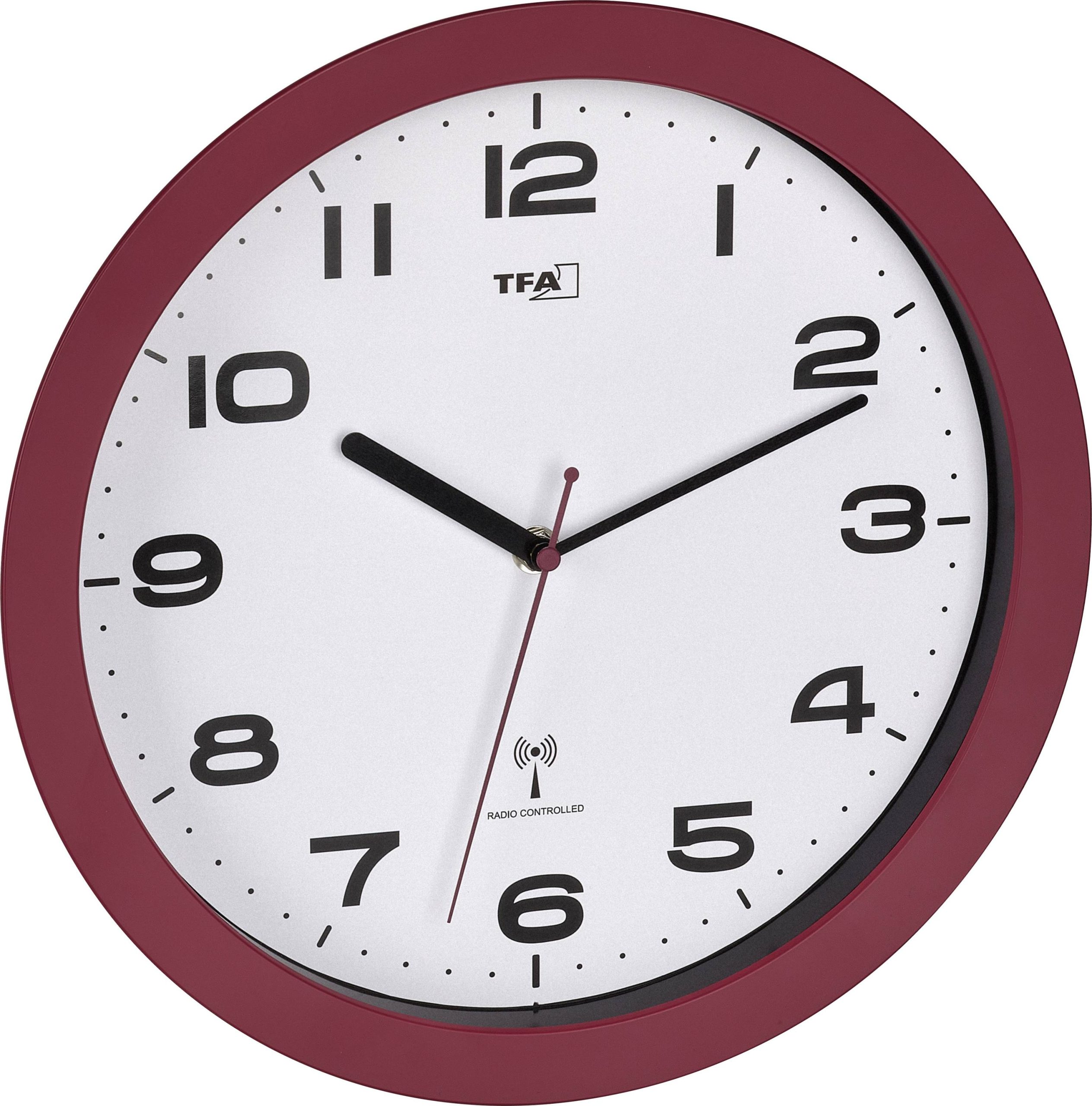 Horloge murale TFA Dostmann 60.3554.06 radiopiloté(e) 50 mm x 320 mm bleu mécanisme d'horloge silencieux
