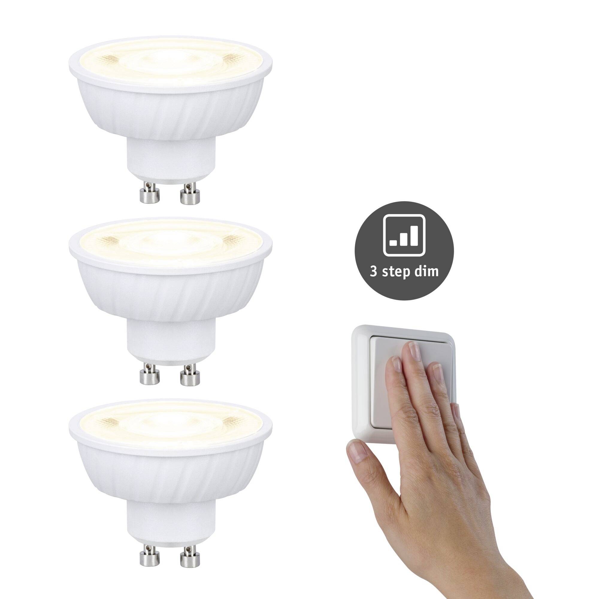Paulmann 29271 LED CEE E (A - G) GU10 4.9 W blanc chaud (Ø x H) 50 mm x 37 mm 3 pc(s)