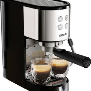 Krups 365680 Machine à expresso noir, acier inoxydable avec embout de mousseur à lait, avec fonction chauffe-tasse Krups 365680 Machine à expresso noir, acier inoxydable avec embout de mousseur à lait, avec fonction chauffe-tasse