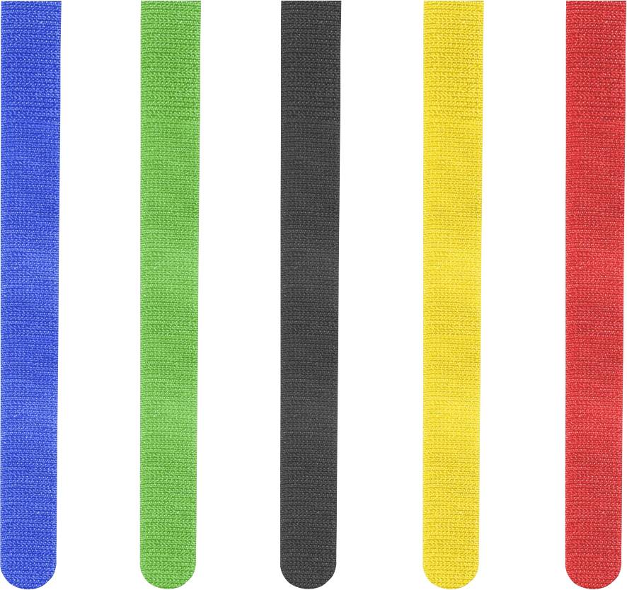 Hama Serre-câbles autoadhésif Nylon® rouge, bleu, jaune, vert, noir flexible (L x l) 215 mm x 16 mm 5 pc(s) 00221004