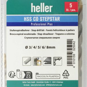 Heller 325042 HSS-Co Stepstar 5 tlg. HSS-Co Jeu de forets pour le métal DIN 338 1 set Heller 325042 HSS-Co Stepstar 5 tlg. HSS-Co Jeu de forets pour le métal DIN 338 1 set