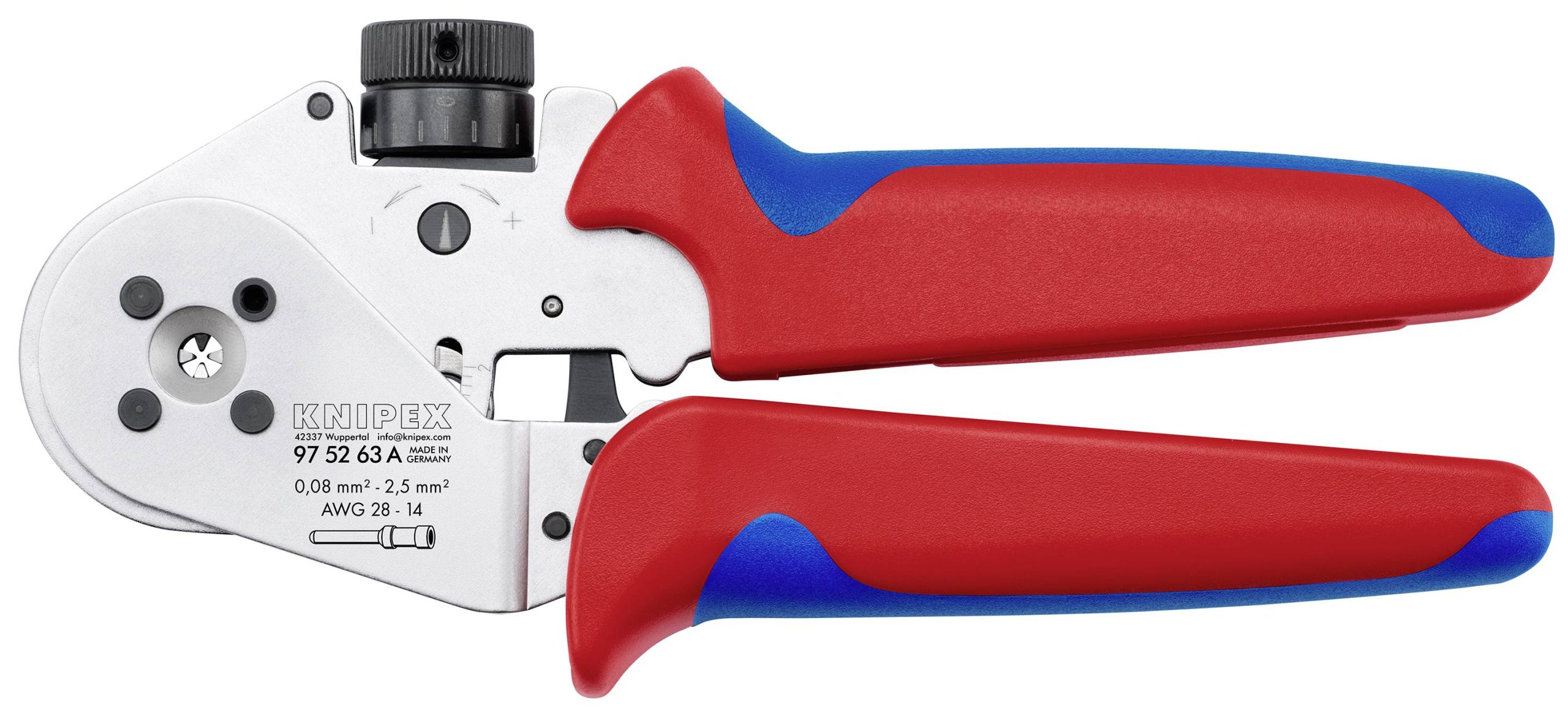 Knipex 97 52 63 A Pince à sertir pour contacts tournés 0.08 à 2.5 mm² coffret plastique inclus, Knipex, avec insert en m