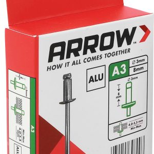 Arrow Tool Group 308003 Rivet aveugle (Ø x L) 3 mm x 8 mm aluminium aluminium aluminium RA 3 X 8 ALU 50ST 50 pc(s)