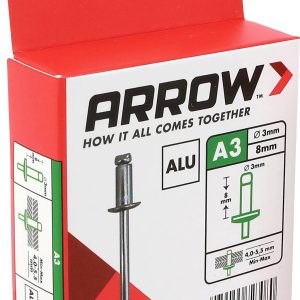 Arrow Tool Group 723080 Rivet aveugle (Ø x L) 3 mm x 8 mm aluminium RA 3 X 8 ALU 100ST 100 pc(s) Arrow Tool Group 723080 Rivet aveugle (Ø x L) 3 mm x 8 mm aluminium RA 3 X 8 ALU 100ST 100 pc(s)