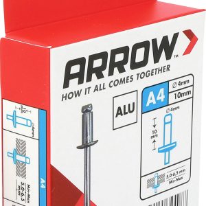 Arrow Tool Group 724087 Rivet aveugle (Ø x L) 4 mm x 10 mm aluminium RA 4 X 10 ALU 50ST 50 pc(s) Arrow Tool Group 724087 Rivet aveugle (Ø x L) 4 mm x 10 mm aluminium RA 4 X 10 ALU 50ST 50 pc(s)