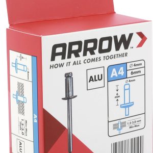 Arrow Tool Group 724100 Rivet aveugle (Ø x L) 4 mm x 6 mm aluminium RA 4 X 6 ALU 100ST 100 pc(s) Arrow Tool Group 724100 Rivet aveugle (Ø x L) 4 mm x 6 mm aluminium RA 4 X 6 ALU 100ST 100 pc(s)