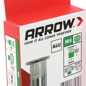 Arrow Tool Group 762607 Ecrou à sertir en aveugle (Ø x L) 6 mm x 10.5 mm M4 aluminium RN M4 6 x 10,5 ALU 50ST 50 pc(s) Arrow Tool Group 762607 Ecrou à sertir en aveugle (Ø x L) 6 mm x 10.5 mm M4 aluminium RN M4 6 x 10,5 ALU 50ST 50 pc(s)