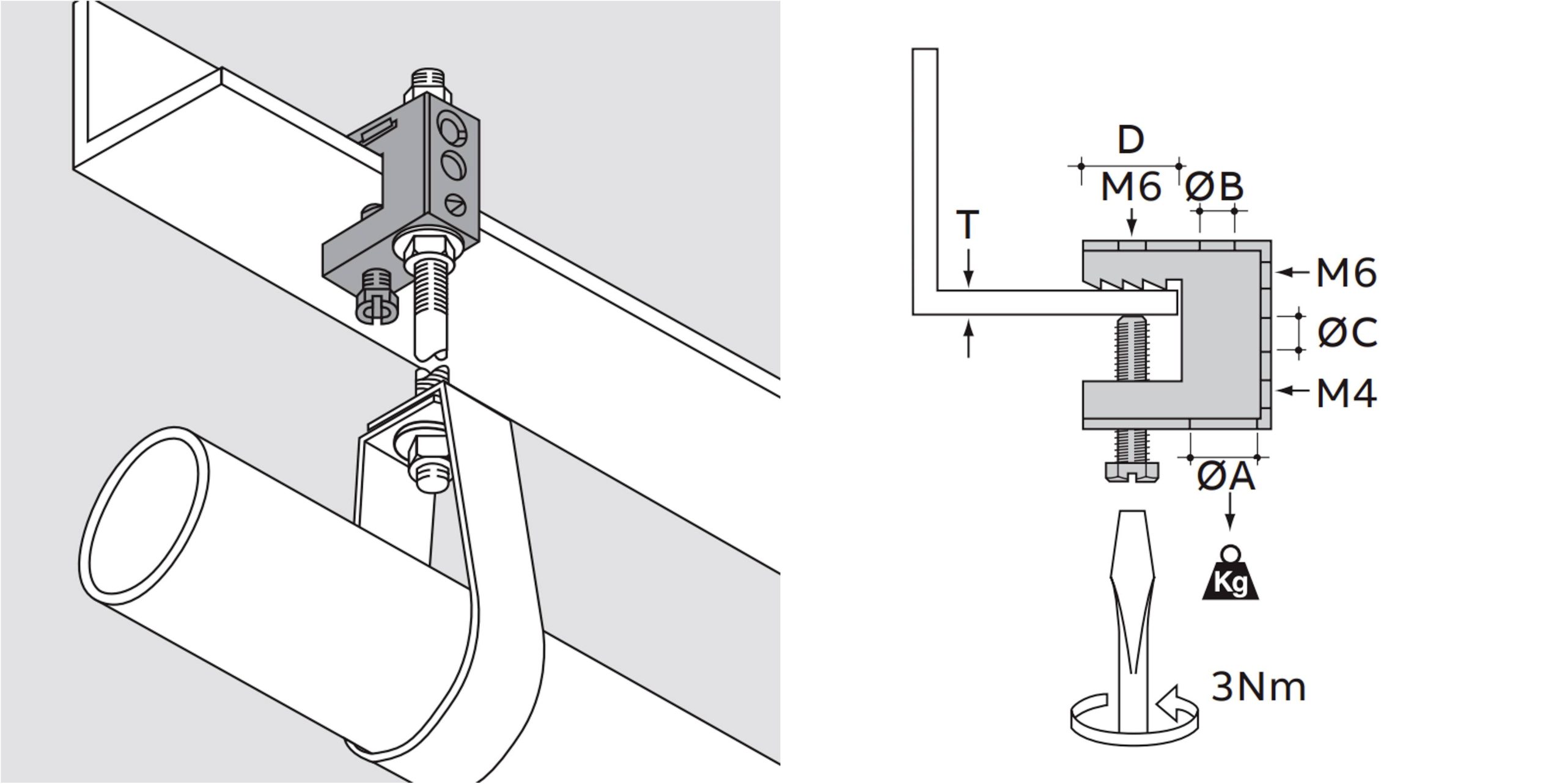 ABB E-Klips FH-65 Trägerklammer waagrecht Pince à visser Acier à ressort 7TCA084030R1214 100 pc(s)
