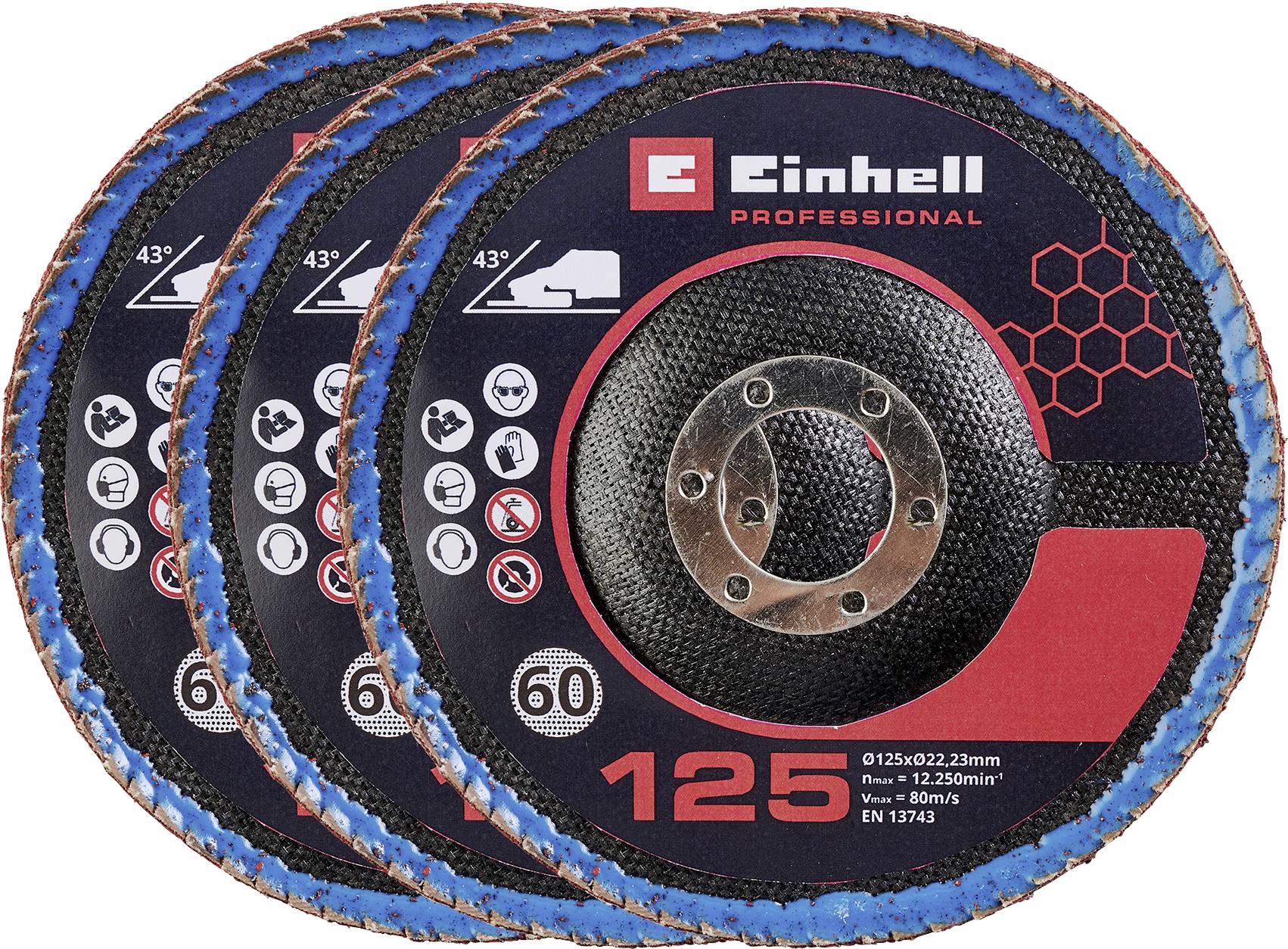 Accessoires de meuleuse d'angle Einhell 3x disques d'angle 125 mm incurvés Einhell 4440020 Diamètre 125 mm