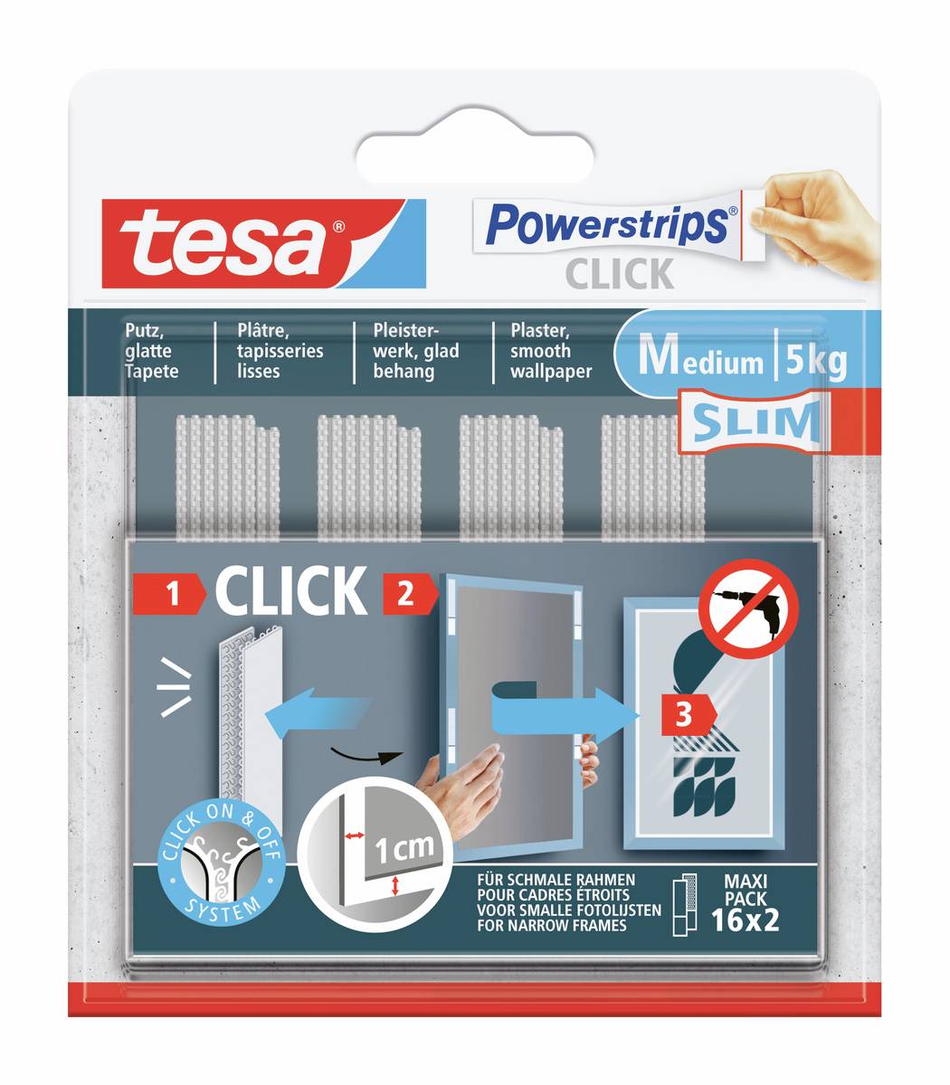 tesa Powerstrips CLICK tesa powerstrips CLICK slim - tampons adhésifs auto-agrippants pour cliquer sur des cadres photo