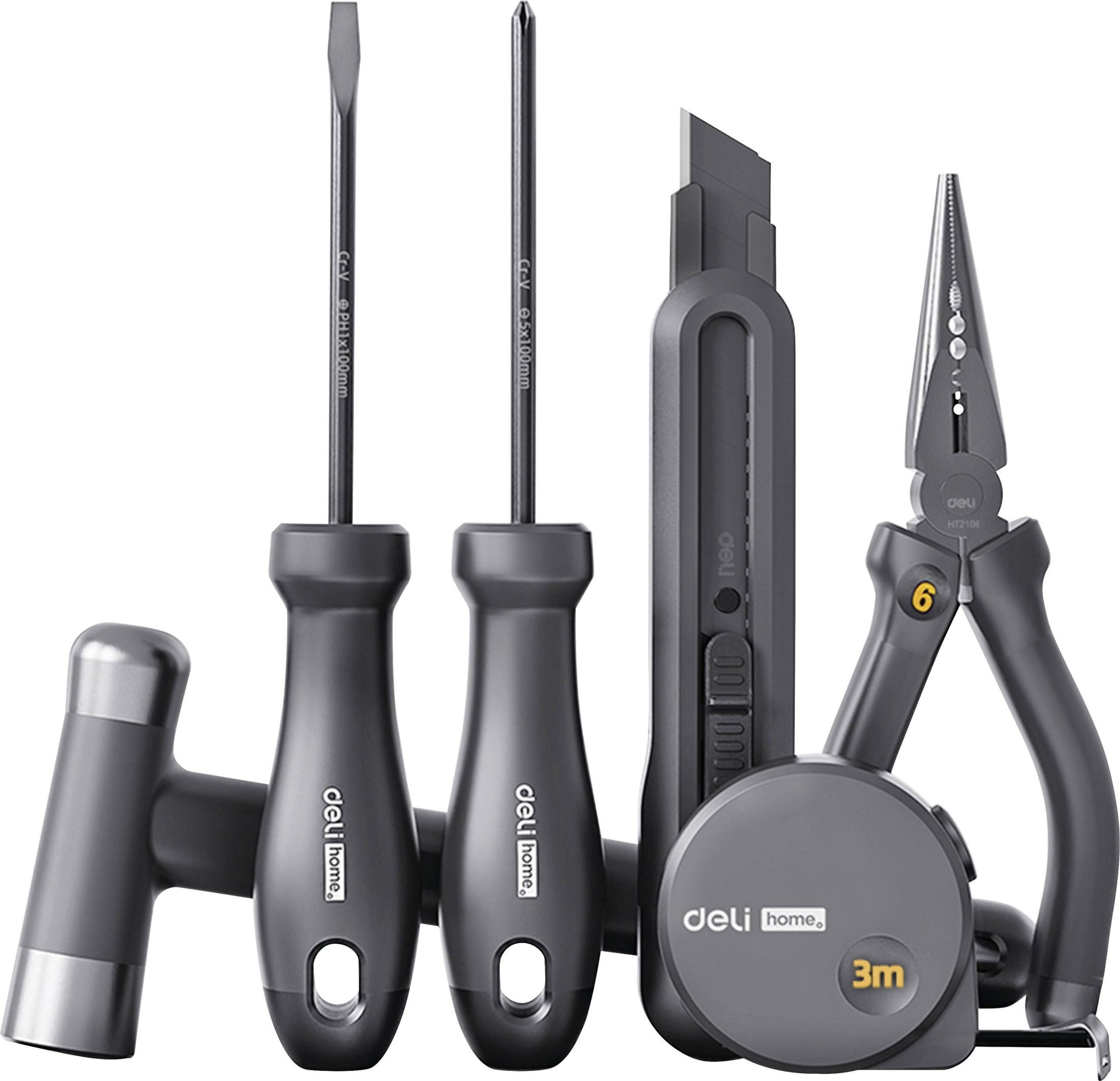 DELI EHT0006 D895285 Jeu d'outils pour les bricoleurs, universelle dans une boîte de rangement
