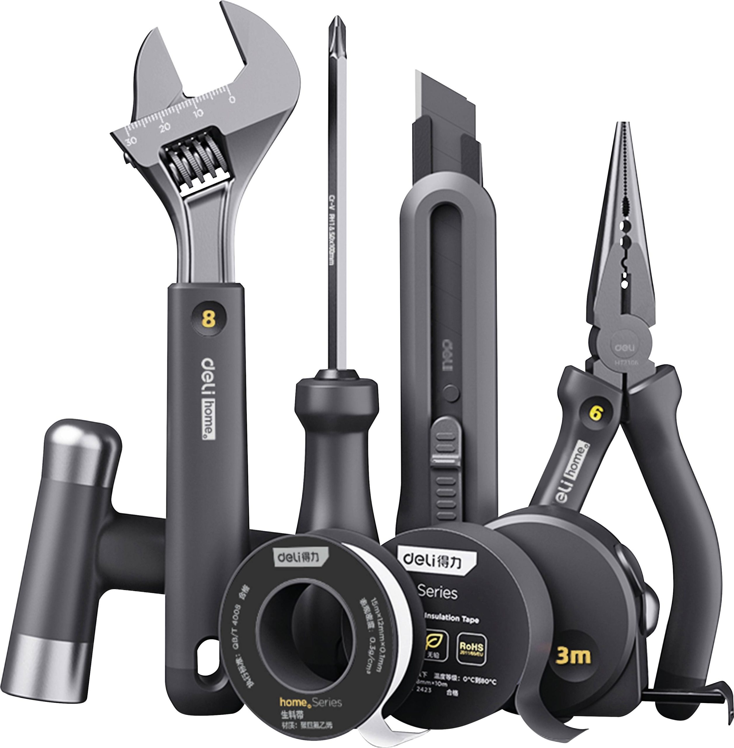DELI EHT0008 D895485 Jeu d'outils pour les bricoleurs, universelle dans une boîte de rangement