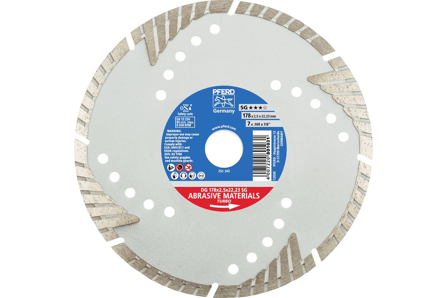 PFERD TOOLS 68000058 DG 150 x 2,2 x 22,23 SG Disque à tronçonner diamanté Diamètre 150 mm Ø de perçage 22.23 mm Tuile, B