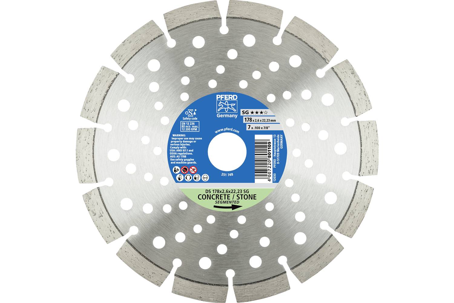 PFERD TOOLS 68000059 DS 150 x 2,2 x 22,23 SG Disque à tronçonner diamanté Diamètre 150 mm Ø de perçage 22.23 mm Tuile, B