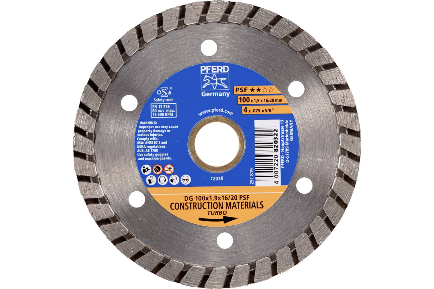 PFERD TOOLS 68300036 DG 100x1,9x16/20 START Disque à tronçonner diamanté Diamètre 100 mm Ø de perçage 20 mm Tuile, Béton