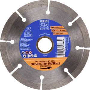 PFERD TOOLS 68300037 DS 100×1,6×16/20 START Disque à tronçonner diamanté Diamètre 100 mm Ø de perçage 20 mm Tuile, Béton PFERD TOOLS 68300037 DS 100×1,6×16/20 START Disque à tronçonner diamanté Diamètre 100 mm Ø de perçage 20 mm Tuile, Béton