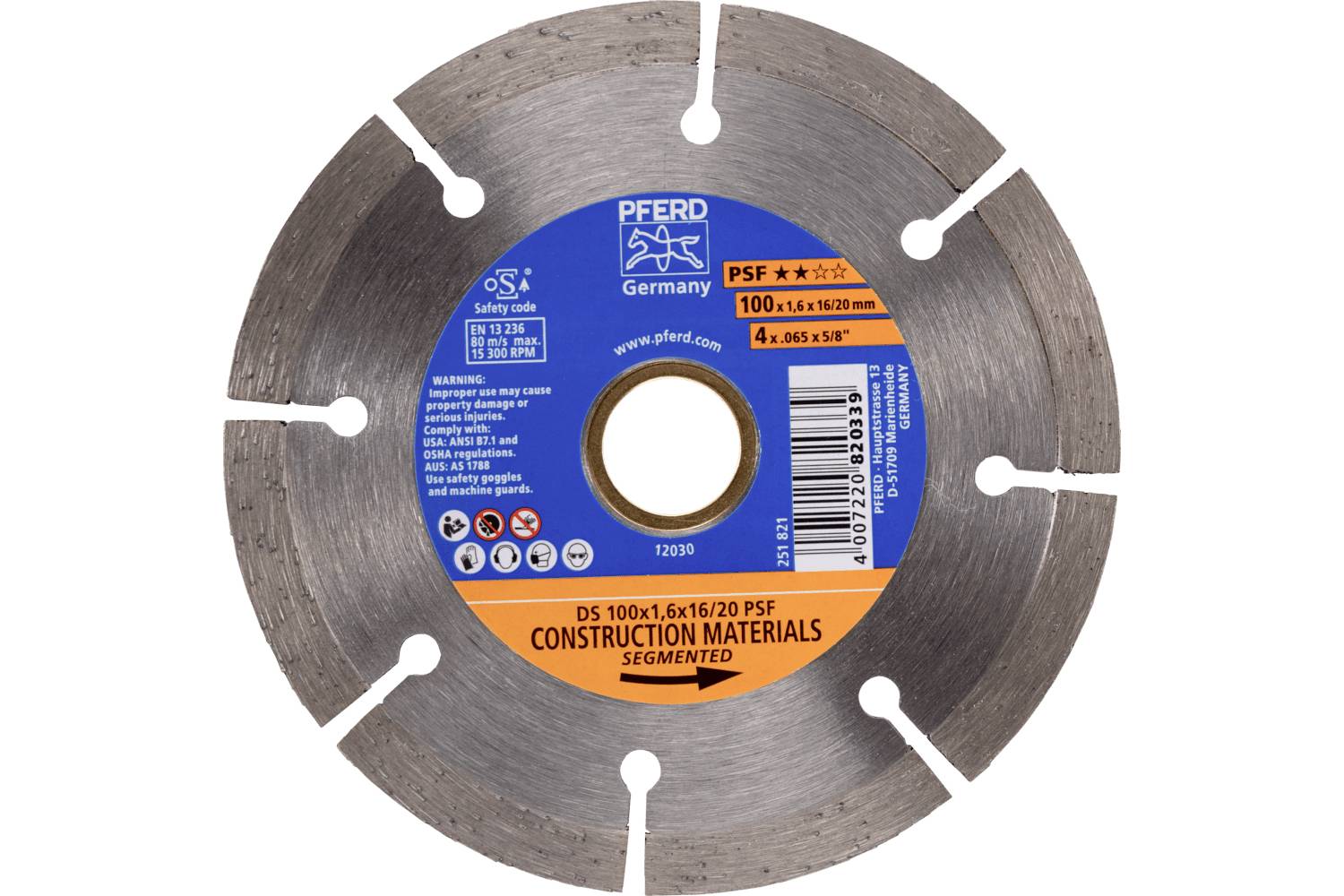 PFERD TOOLS 68300037 DS 100x1,6x16/20 START Disque à tronçonner diamanté Diamètre 100 mm Ø de perçage 20 mm Tuile, Béton