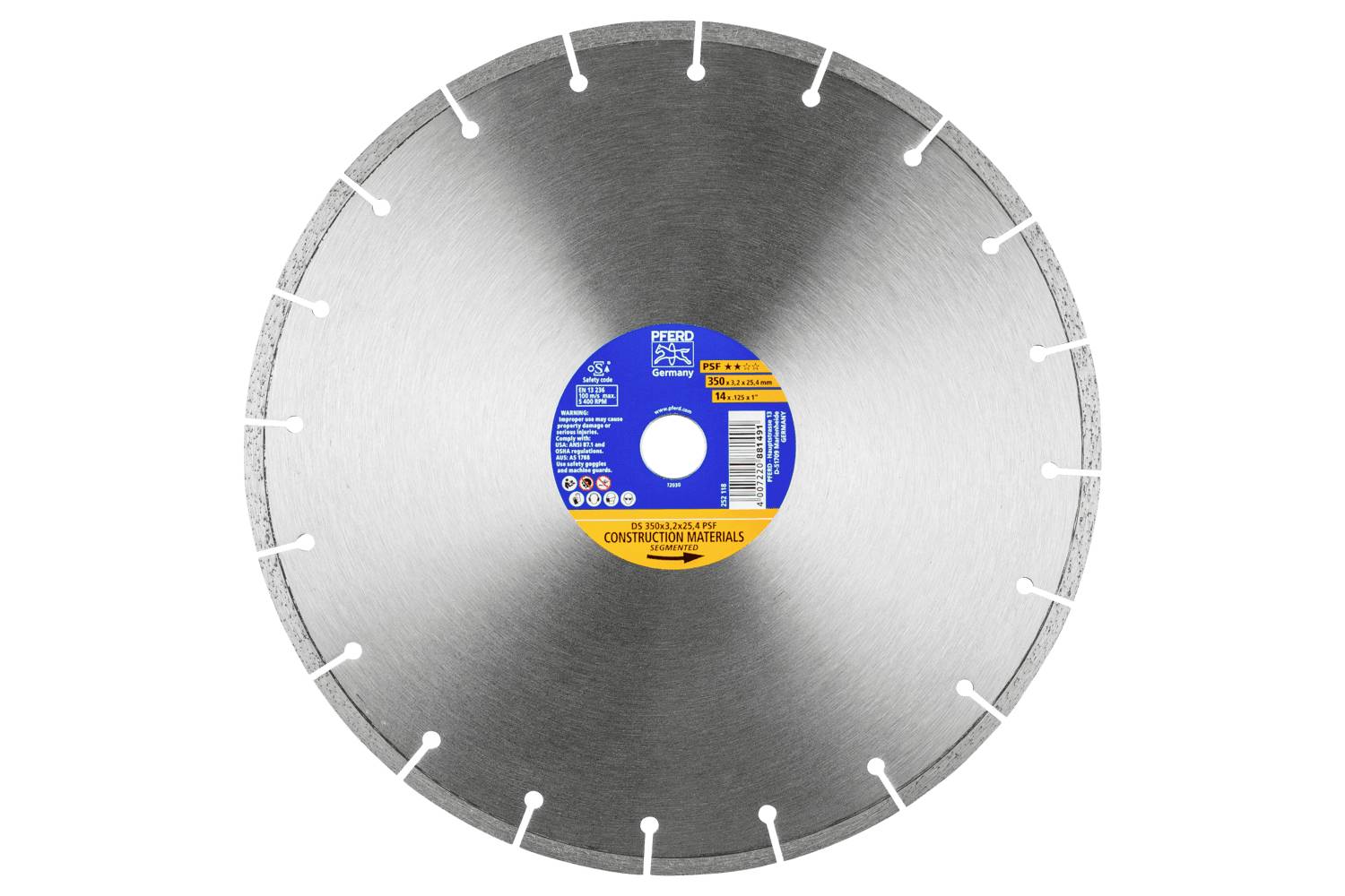 PFERD TOOLS 68300047 DS 350x3,2x25,4 START Disque à tronçonner diamanté Diamètre 350 mm Ø de perçage 25.4 mm Tuile, Béto