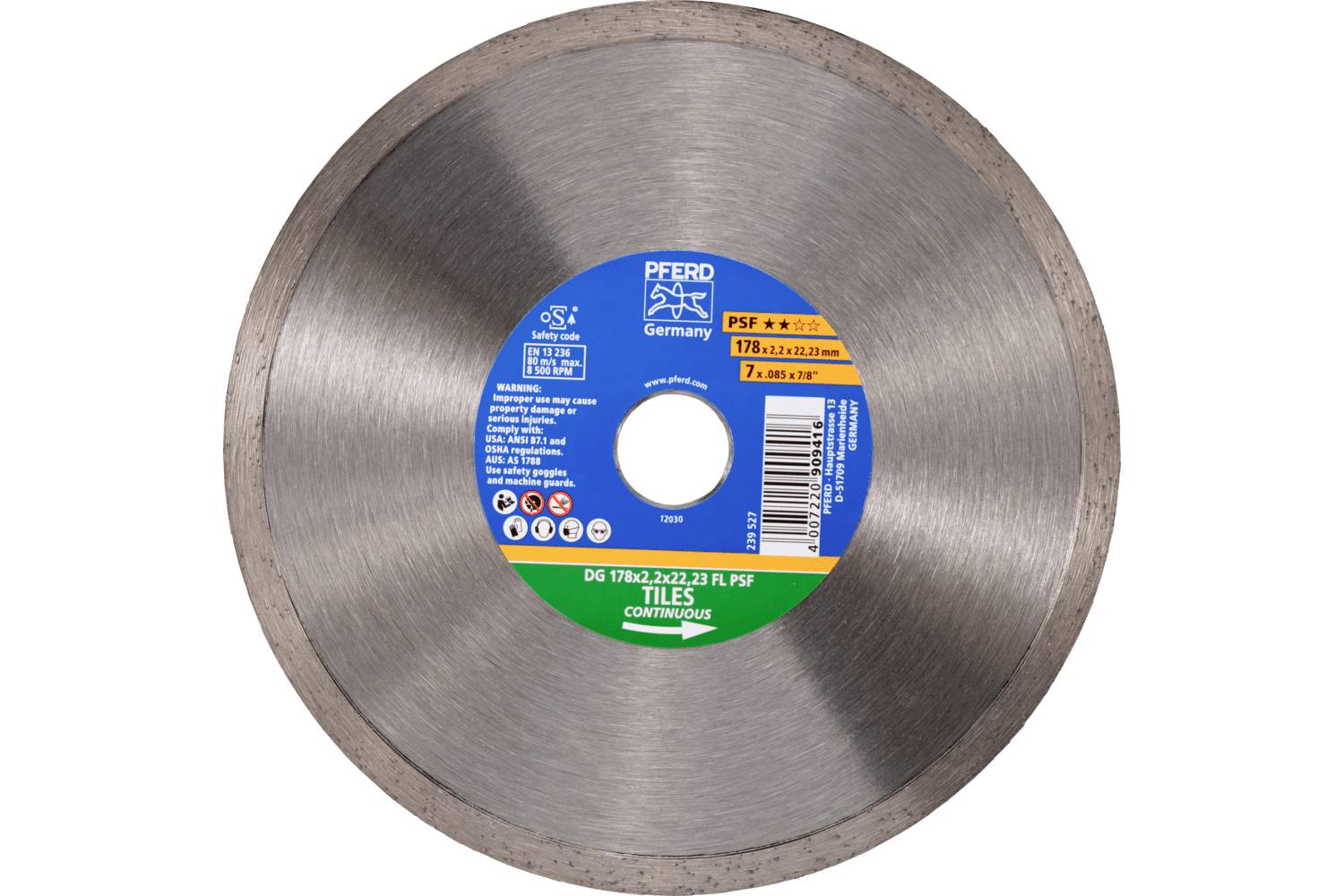 PFERD TOOLS 68300049 DG 178 x 2,2 x 22,23 FL PSF Disque à tronçonner diamanté Diamètre 178 mm Ø de perçage 22.23 mm Carr