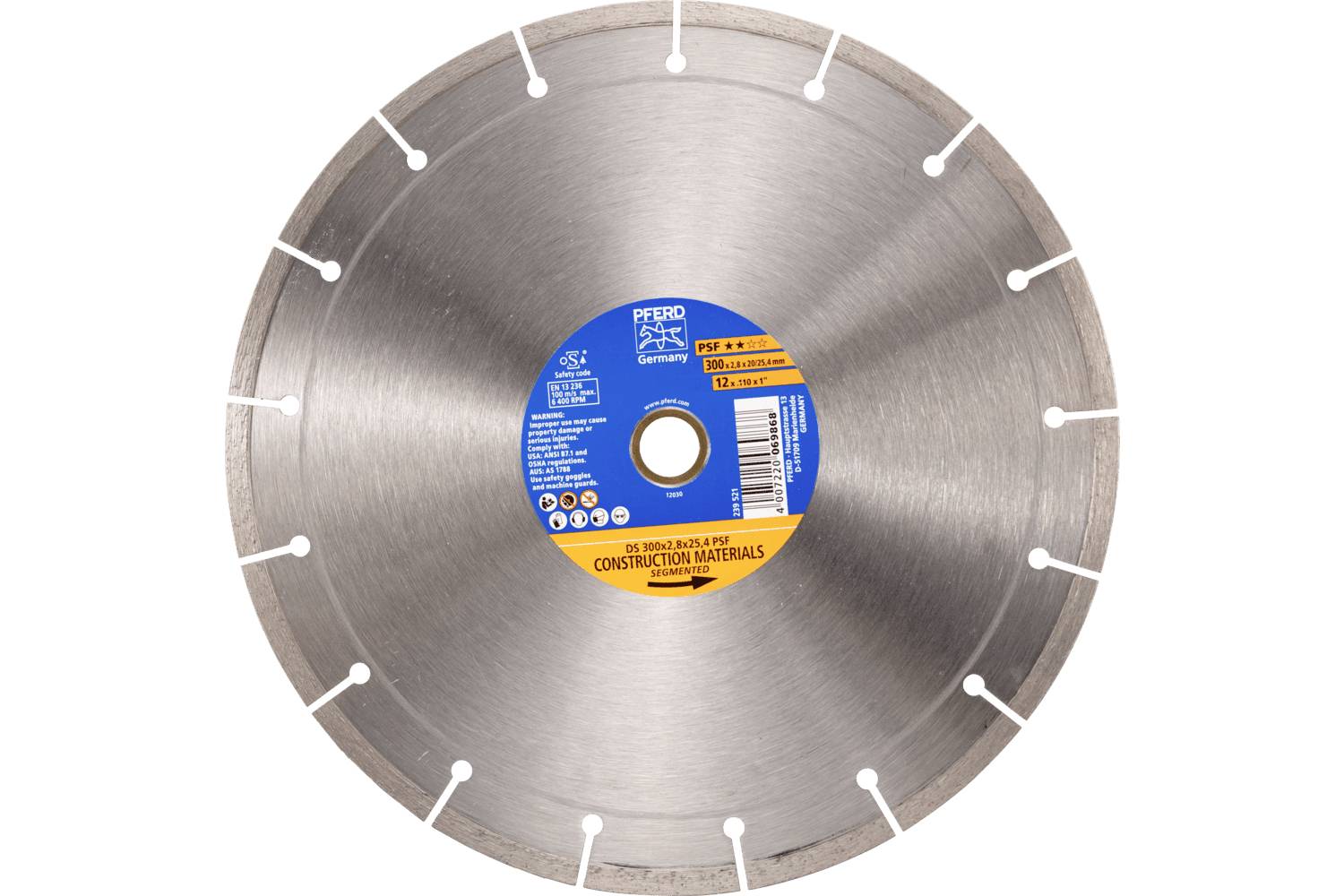 PFERD TOOLS 68300053 DS 300X2,8X20/25,4 START Disque à tronçonner diamanté Diamètre 300 mm Ø de perçage 25.4 mm Tuile, B