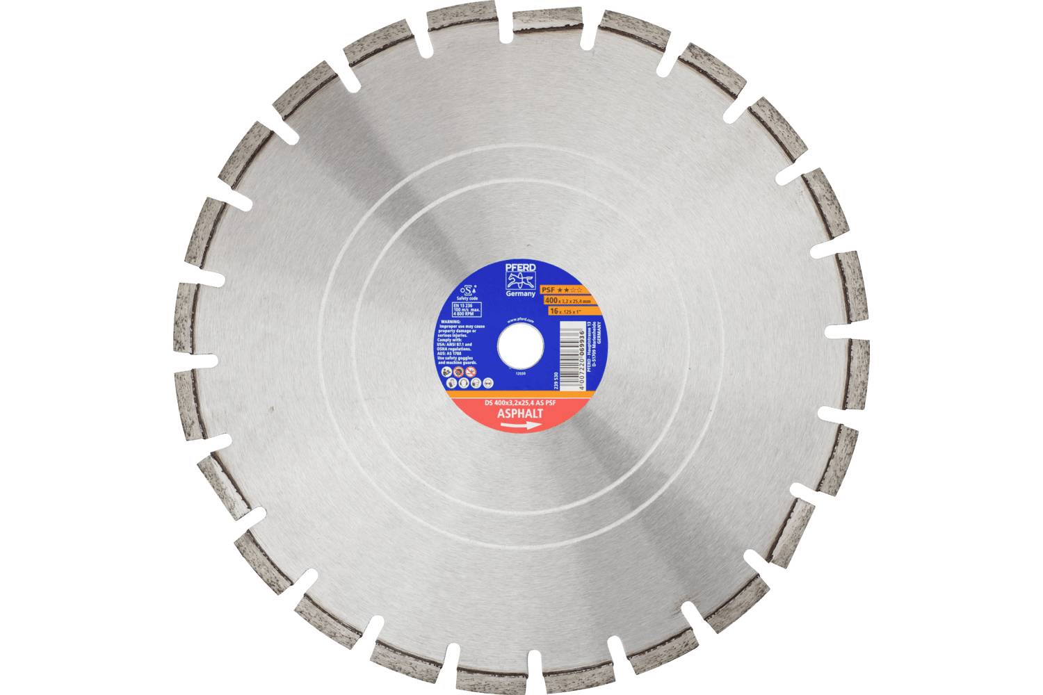 PFERD TOOLS 68300060 DS 400X3,2X25,4 AS PSF Disque à tronçonner diamanté Diamètre 400 mm Ø de perçage 25.4 mm Asphalte,