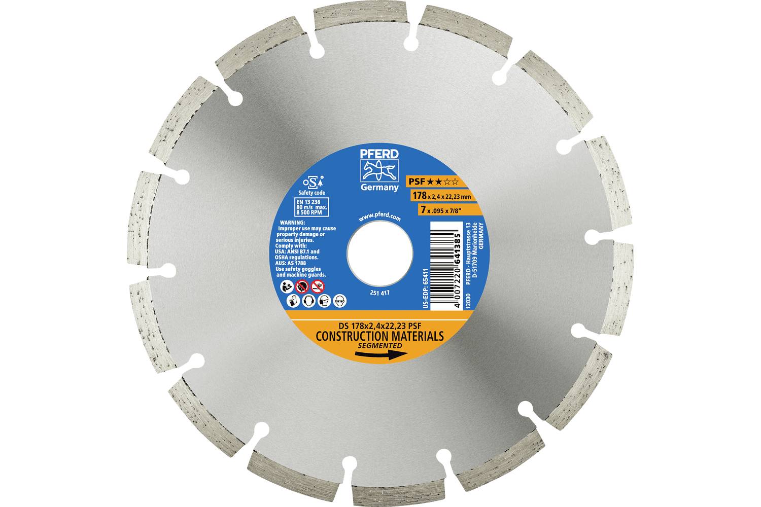 PFERD TOOLS 68300102 DS 150 x 2,2 x 22,23 PSF Disque à tronçonner diamanté Diamètre 150 mm Ø de perçage 22.23 mm Tuile,